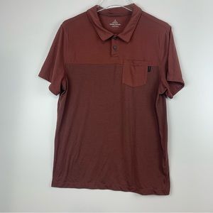 Prana Mens Milo Polo Size Medium Short Sleeves Striped